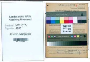 Entnazifizierung Margarete Krumm , geb. 02.05.1922 (Tanzlehrerin)