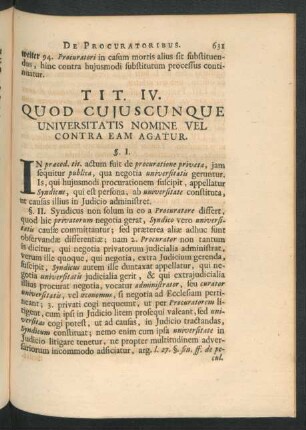 Tit. IV. Quod Cuiuscunque Universitatis Nomine Vel Contra Eam Agatur