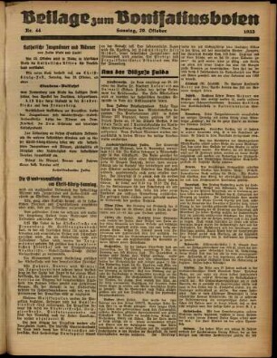 Zweite Ausgabe vom Sonntag, den 29. Oktober 1933.