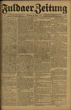 Ausgabe vom Mittwoch, den 18. August 1920.