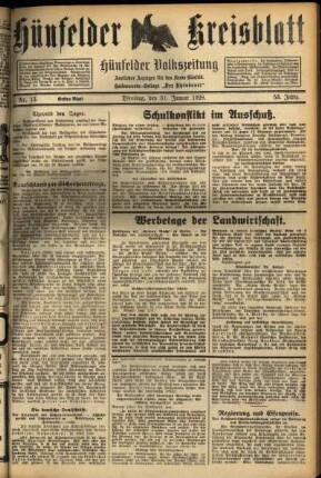 Erste Ausgabe vom Dienstag, den 31. Januar 1928.