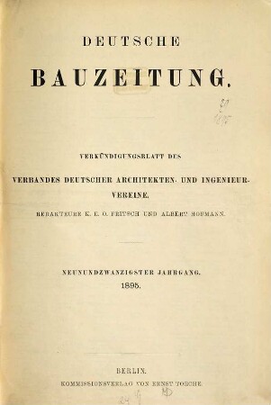 Deutsche Bauzeitung  : DBZ ; Zeitschrift für nationale Baugestaltung. 29. 1895