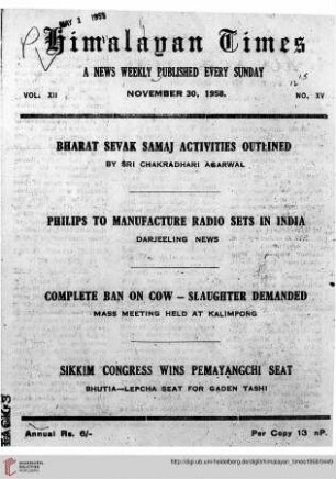 No. XV (30 November 1958)