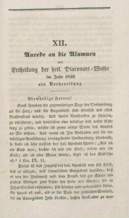 233-247 Anrede an die Allumnen vor Ertheilung der heiligen Diaconatsweihe im Jahre 1836 als Vorbereitung