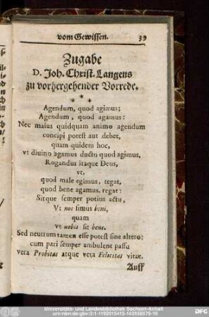 Zugabe D. Joh. Christ. Langens zu vorhergehender Vorrede.