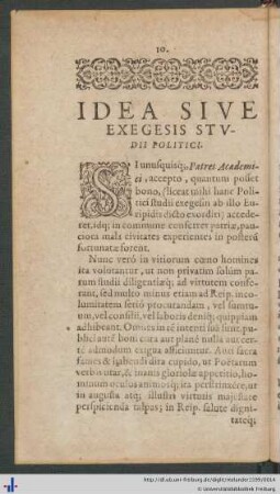 Idea Sive Exegesis Studii Politici.