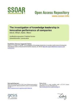 The investigation of knowledge leadership in innovation performance of companies