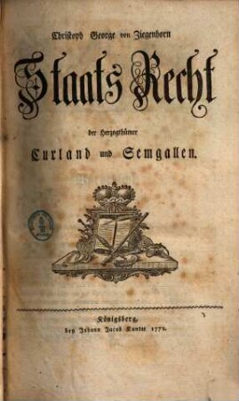 Staatsrecht der Herzogthümer Curland & Semgallen