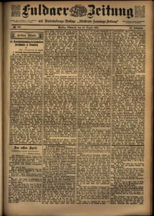 Erste Ausgabe vom Mittwoch, den 28. August 1901.