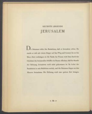 Sechste Legende: Jerusalem / Sixth Legend: Jerusalem