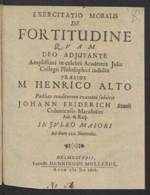 Exercitatio Moralis De Fortitudine