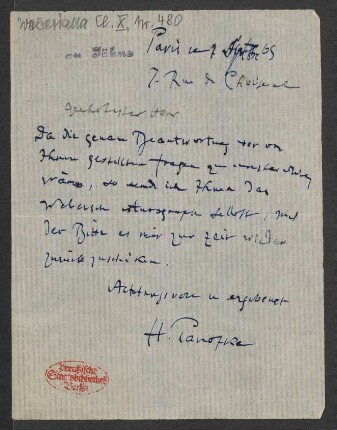 Brief an Friedrich Wilhelm Jähns : 01.09.1865