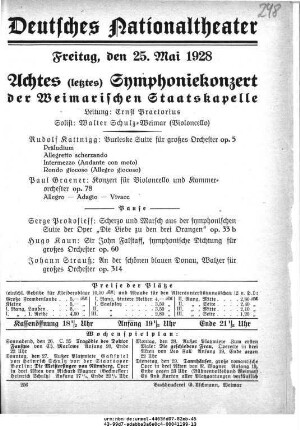 Achtes [...] Symphoniekonzert