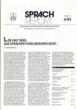 Sprachreport Jg. 9 (1993), H. 4