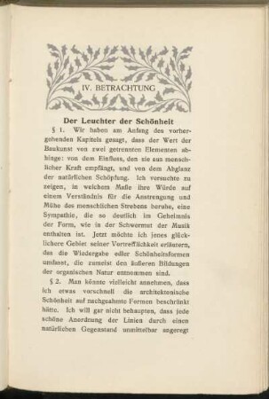 IV. Betrachtung - Der Leuchter der Schönheit