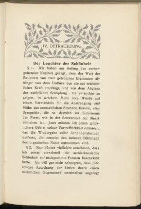 IV. Betrachtung - Der Leuchter der Schönheit