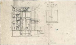 Fischer, Theodor; München - Westend; Wohnblock Leonhard Moll - Block III Moll - Ganghoferstrasse - Portal (Ansicht, Schnitt, Detail)
