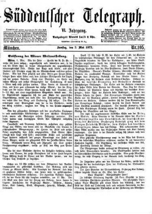Süddeutscher Telegraph : Münchner Abendzeitung. 1873,5/8 = Jg. 6