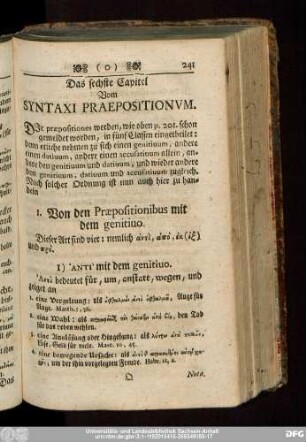 Das sechste Capitel Vom Syntaxi Praepositionum.