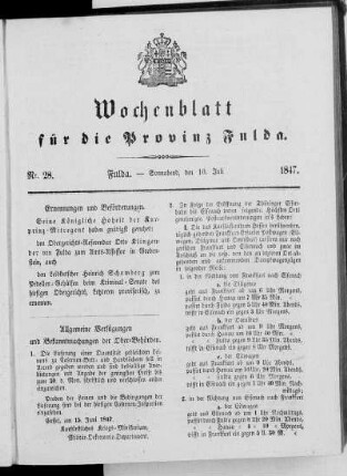 Nr. 28, Ausgabe vom 10. Juli 1847
