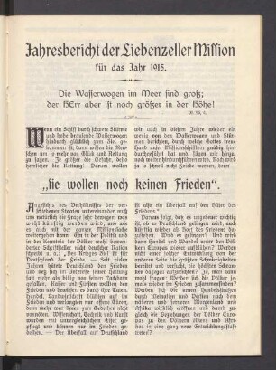 ,,Sie wollen noch keinen Frieden"