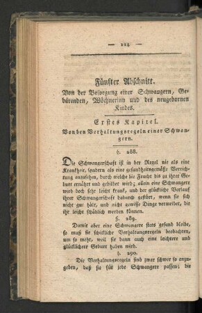 Fünfter Abschnitt. Von der Versorgung einer Schwangern, ... und des neugebornen Kindes.