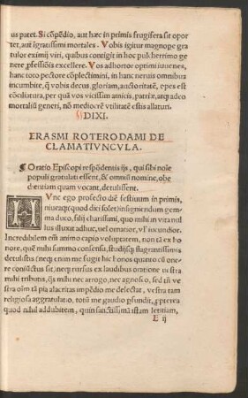 Erasmi Roterodami De Clamatiuncula.