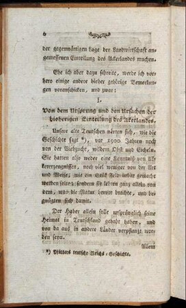 I. Von dem Ursprung und den Ursachen der bisherigen Einteilung des Akerlandes.
