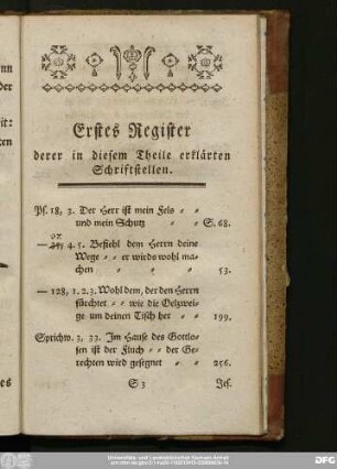 Erstes Register derer in diesem Theile erklärten Schriftstellen.