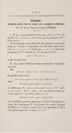 Remarques sur quelques produits dont les facteurs sont en progression arithmétique.