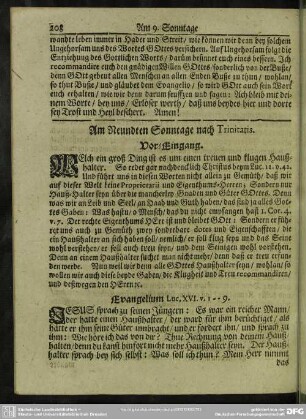 Am Neundten Sonntage nach Trinitatis