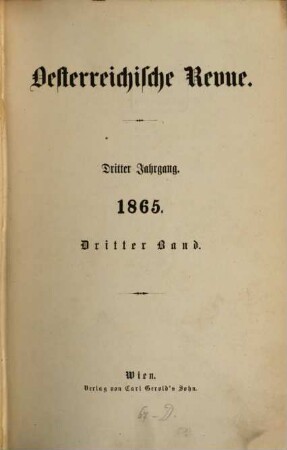 Österreichische Revue. 1865,3/4, 1865,3/4 = Jg. 3