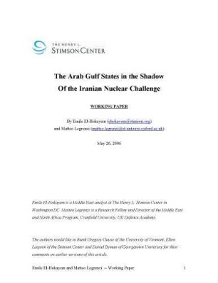 The Arab Gulf states in the shadow of the Iranian nuclear challenge ; working paper