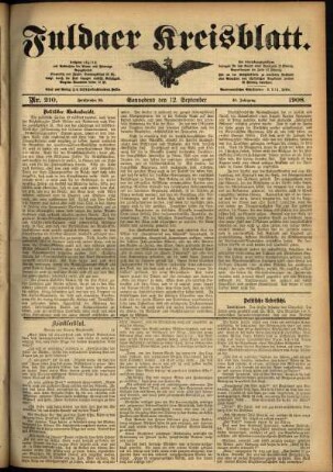 Ausgabe vom Samstag, den 12. September 1908.