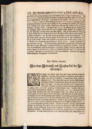 Das Andere Capitel. Von dem Gebrauch und Nutzbarkeit der Pomerantzen.