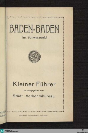 Baden-Baden im Schwarzwald : kleiner Führer