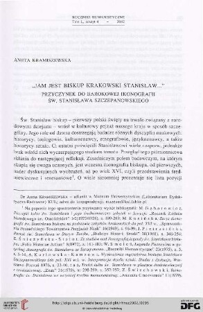 50: "Jam jest biskup krakowski Stanisław..." : przyczynek do barokowej ikonografii św. Stanisława Szczepanowskiego