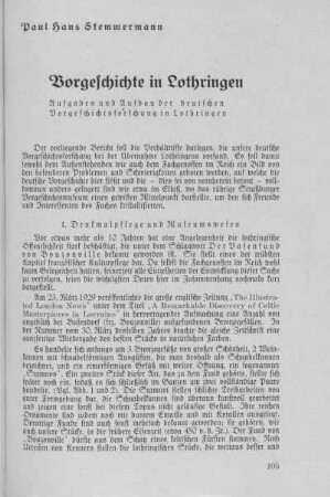 Vorgeschichte in Lothringen. Paul Hans Stemmermann.