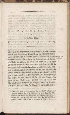 Das Leben des Aretinischen Malers Spinello.