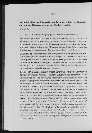 Die Bibliothek der Evangelischen Fachhochschule für Sozialpädagogik der Diakonenanstalt des Rauhen Hauses