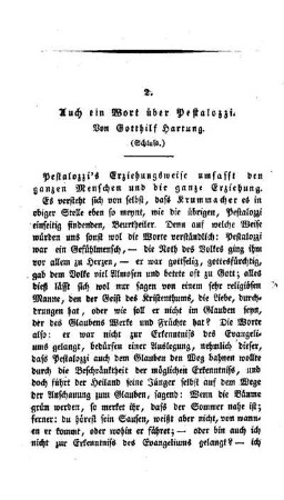 Auch ein Wort über Pestalozzi : (Schluss.)