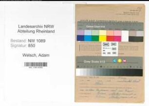 Entnazifizierung Adam Welsch , geb. 22.02.1909 ()