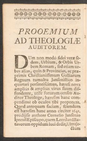 Prooemium Ad Theologiae Auditorem.