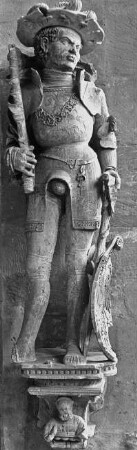 Halle (Saale), Dom, urspr. Dominikaner-Klosterkirche St. Pauli, Inneres, südl. 1. Pfeiler von Westen, Mauritius; Peter Schro