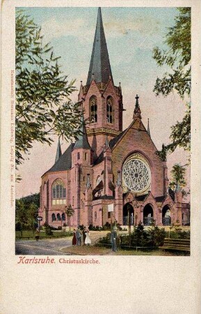 Postkartenalbum mit Motiven von Karlsruhe. "Karlsruhe. Christuskirche"