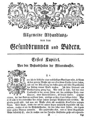Erstes Kapitel. Von den Bestandtheilen der Mineralwasser.