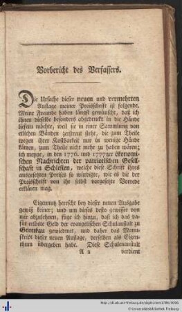 Vorbericht des Verfassers.