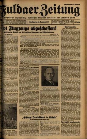 Ausgabe vom Dienstag, den 19. Dezember 1939.