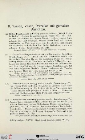 II. Tassen, Vasen, Porzellan mit gemalten Ansichten (Nr. 341-379)
