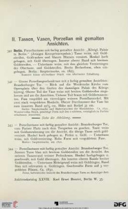II. Tassen, Vasen, Porzellan mit gemalten Ansichten (Nr. 341-379)